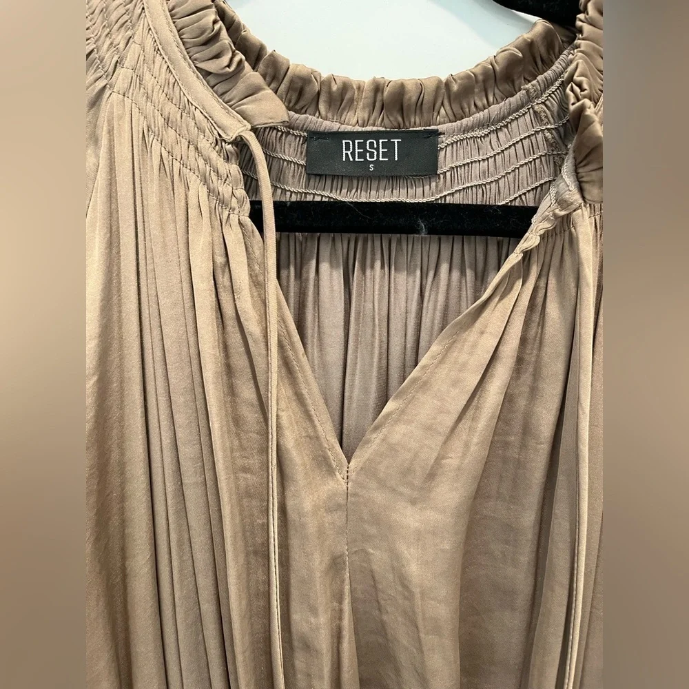 Tan/Brown Reset by Jane Rust Ruffle Dress Size S